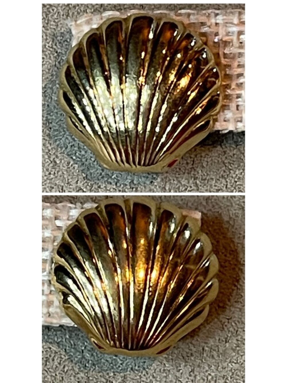 Vintage 80s Signed Avon Tailored Gold Scallop Shell Earrings